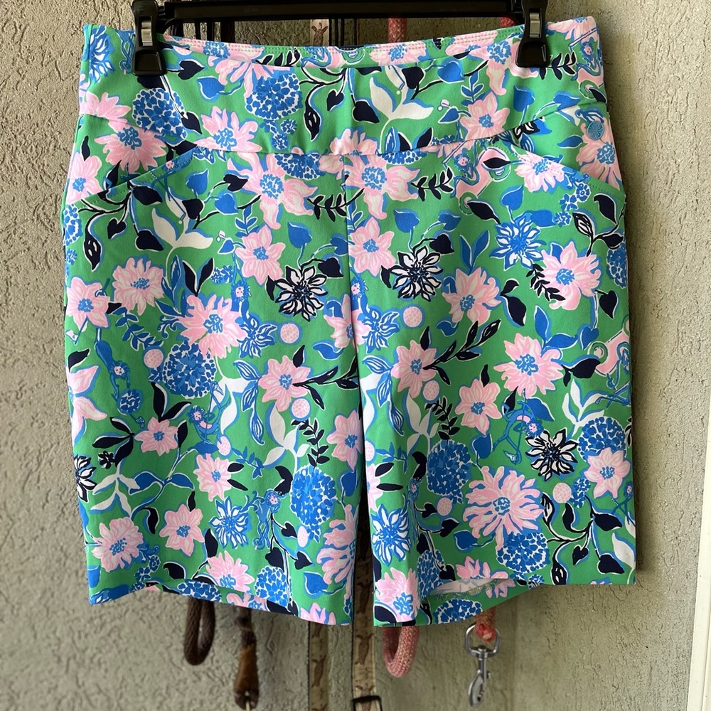 Lilly Pulitzer Floral Print Shorts - Green and Pink